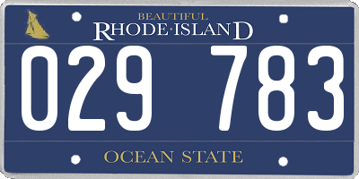RI license plate 029783
