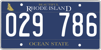 RI license plate 029786