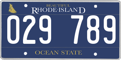 RI license plate 029789