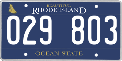 RI license plate 029803