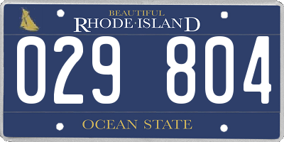 RI license plate 029804