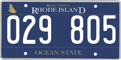 RI license plate 029805