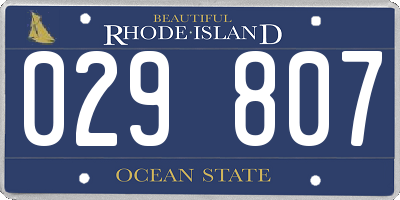RI license plate 029807