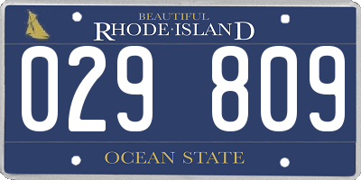 RI license plate 029809