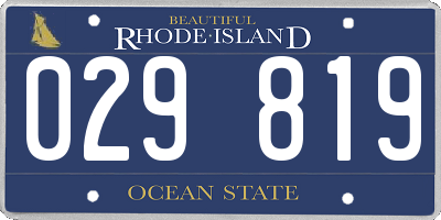 RI license plate 029819