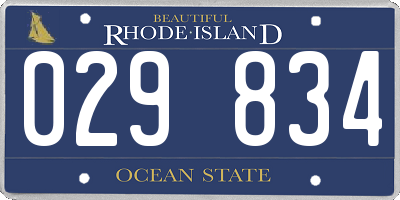 RI license plate 029834