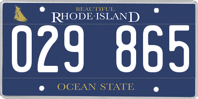 RI license plate 029865