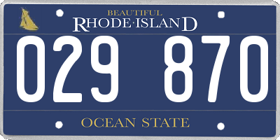 RI license plate 029870