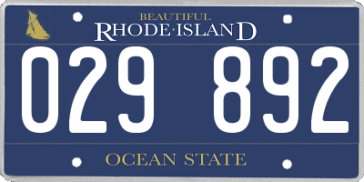 RI license plate 029892
