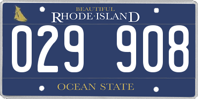 RI license plate 029908