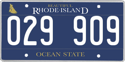 RI license plate 029909