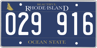 RI license plate 029916