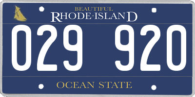 RI license plate 029920