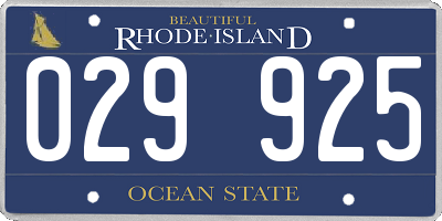 RI license plate 029925