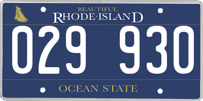 RI license plate 029930