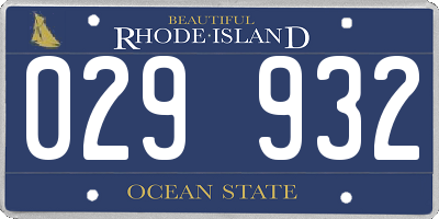 RI license plate 029932