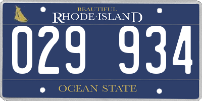 RI license plate 029934