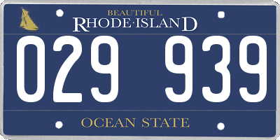 RI license plate 029939