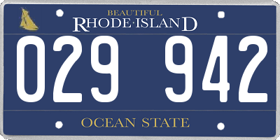 RI license plate 029942