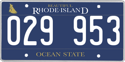 RI license plate 029953