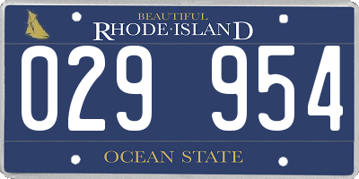 RI license plate 029954