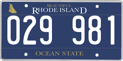 RI license plate 029981