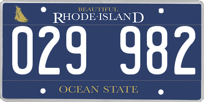 RI license plate 029982