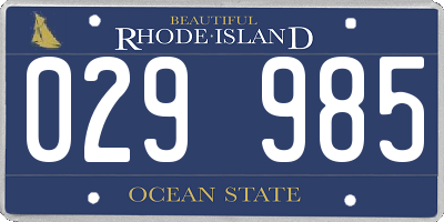 RI license plate 029985