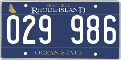 RI license plate 029986