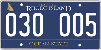RI license plate 030005