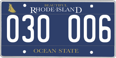 RI license plate 030006
