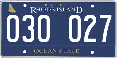 RI license plate 030027