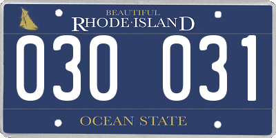 RI license plate 030031