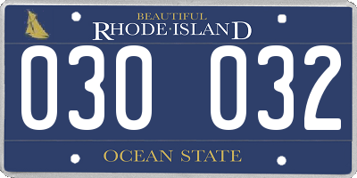 RI license plate 030032
