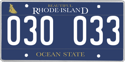 RI license plate 030033