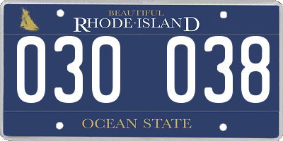 RI license plate 030038