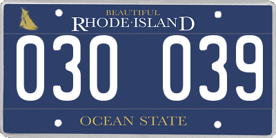 RI license plate 030039