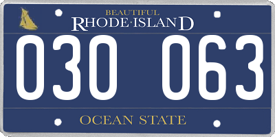 RI license plate 030063