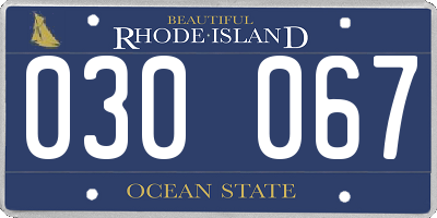 RI license plate 030067