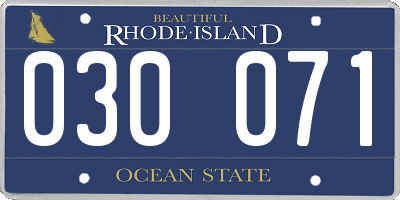 RI license plate 030071