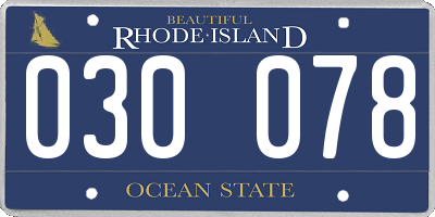 RI license plate 030078