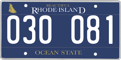 RI license plate 030081