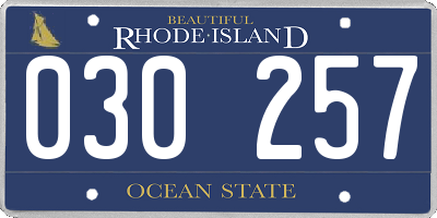RI license plate 030257