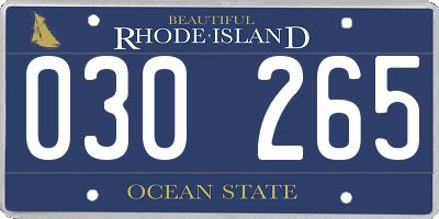 RI license plate 030265