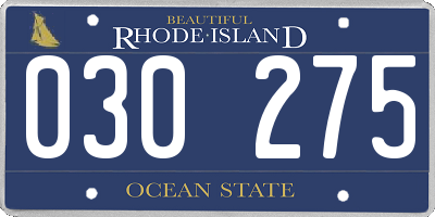 RI license plate 030275