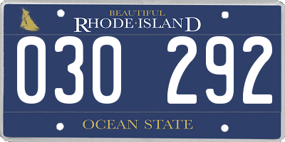 RI license plate 030292