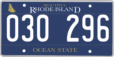 RI license plate 030296