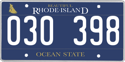 RI license plate 030398