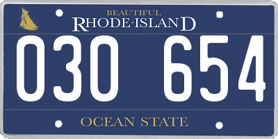 RI license plate 030654