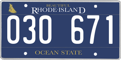 RI license plate 030671